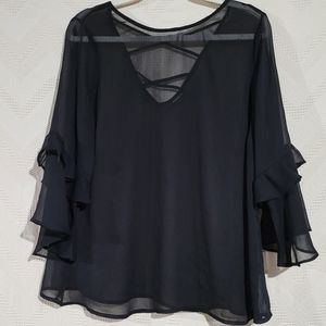 Torrid sheer bell sleeve blouse
